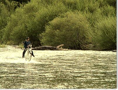 Cabalgatas en el desemboque del Rio Azul en Lago Puelo